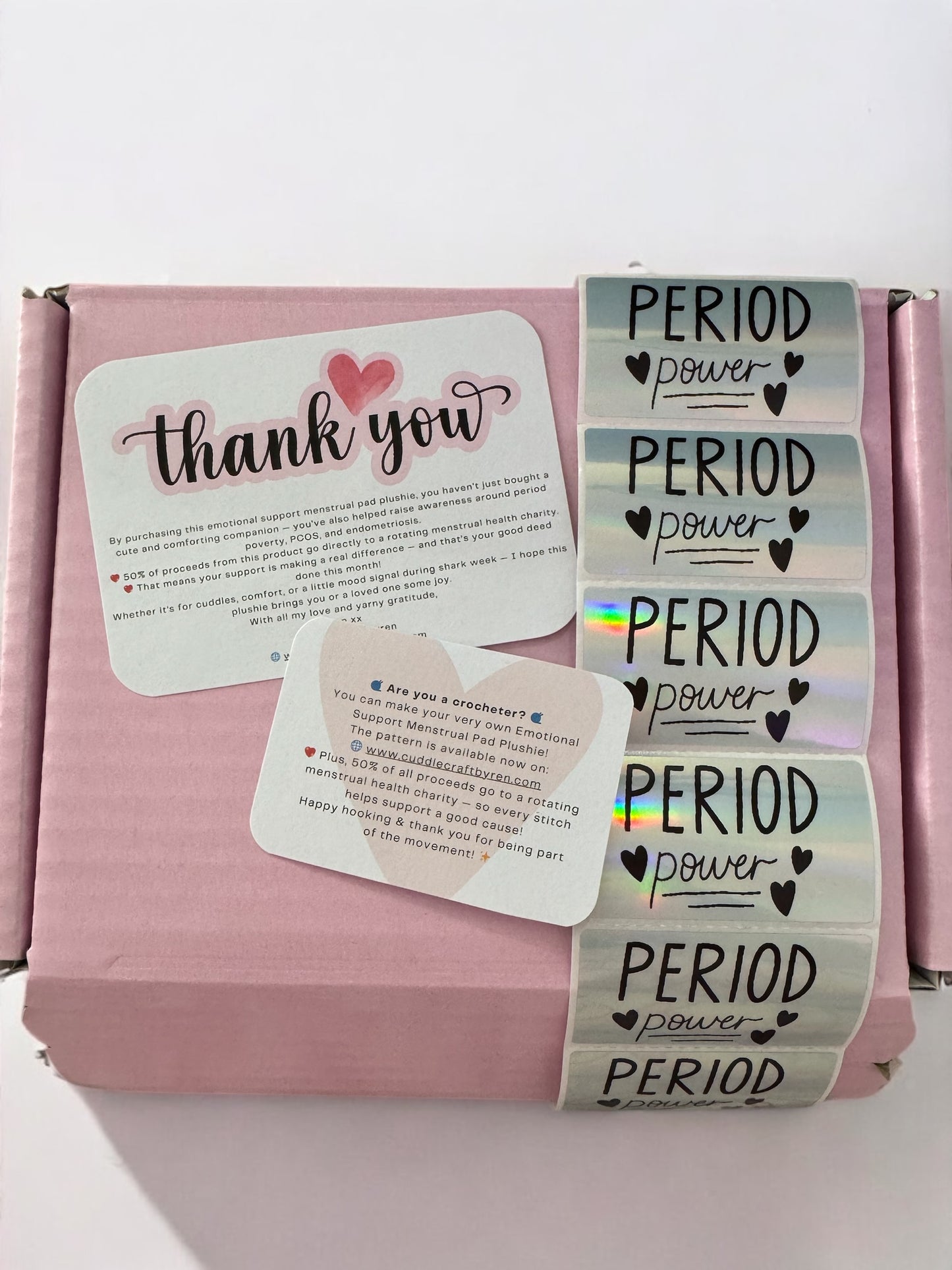 Premade Packaging Set - Emotional Support Menstrual Pad Plushie [10 of Each]
