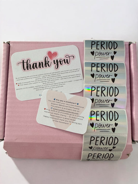 Premade Packaging Set - Emotional Support Menstrual Pad Plushie [10 of Each]