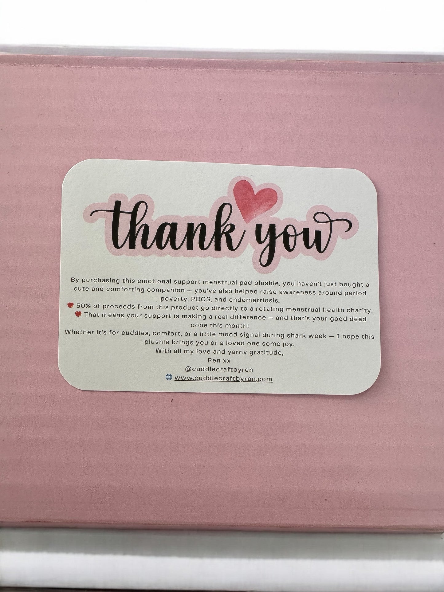 Premade Packaging Set - Emotional Support Menstrual Pad Plushie [10 of Each]