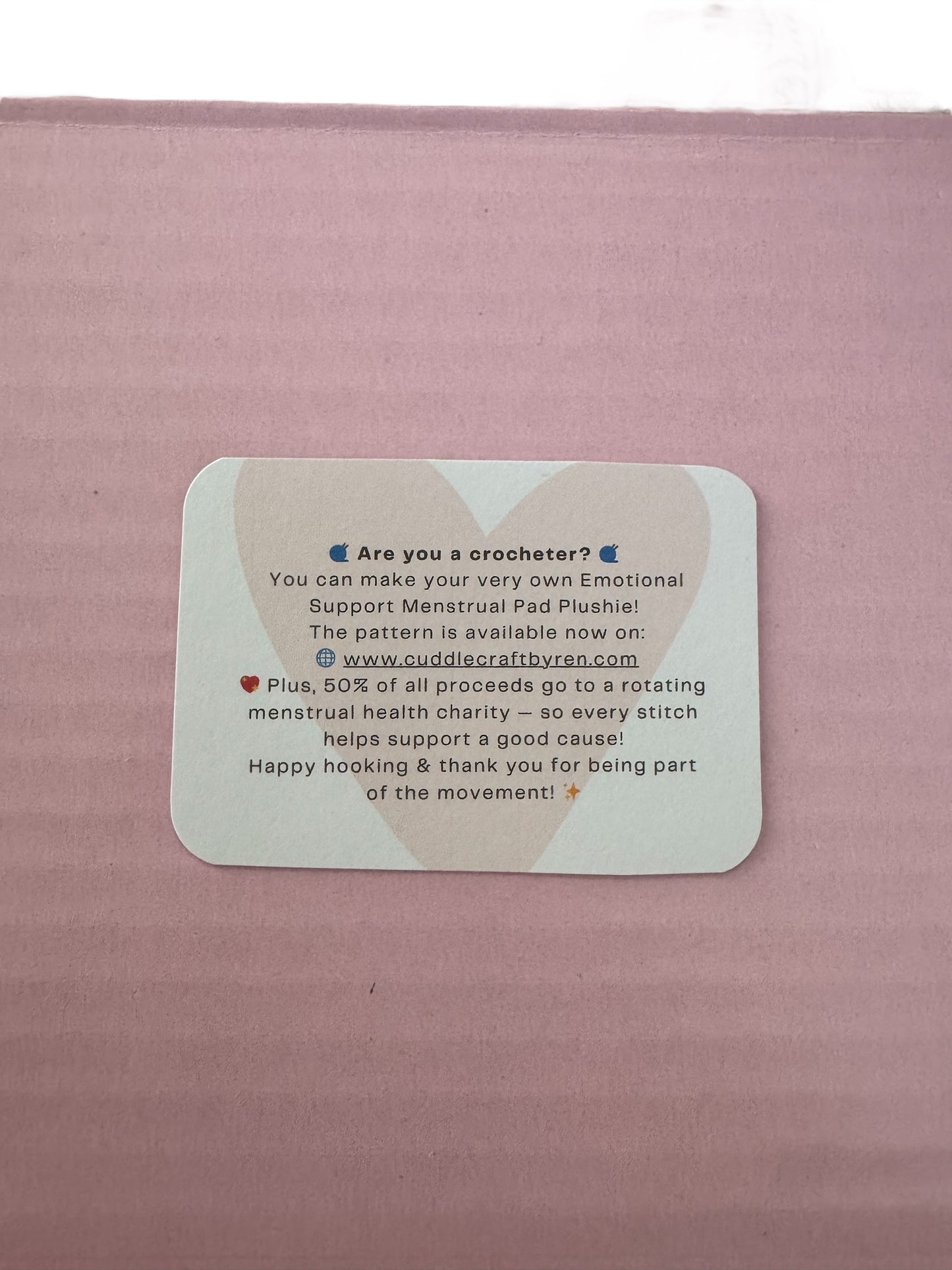 Premade Packaging Set - Emotional Support Menstrual Pad Plushie [10 of Each]